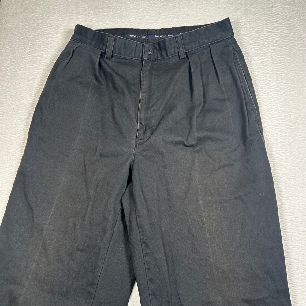 Polo Ralph Lauren Andrew Pant Pleated Chino Mens 30x27 Black Tailored Cuffed